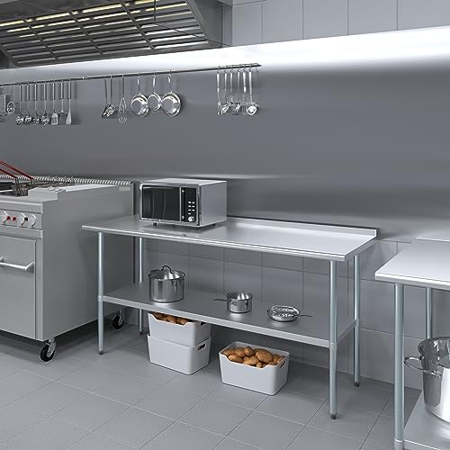 Image of AmGood Stainless Steel Work Table | Metal Utility Table (72 inch Long x 24 inch Deep)