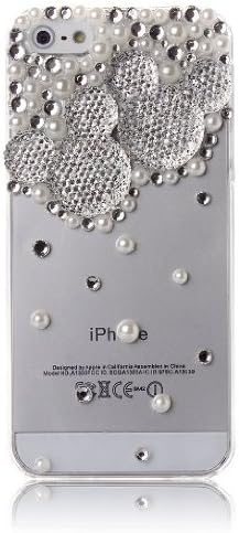 Punkphone 3d Clear Crystal Bling Case Cover with Rhinestone Mickey Minnie Mouse for Iphone 5c, White