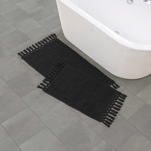 French Connection Nellore Bathroom Rugs, Set of 2 Woven and