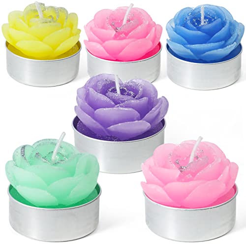 Velas de Vela de Flores, Lindas Velas de Cactus Para Decoraciones de Navidad, Mini Velas Delicadas, Velas Sin Perfume Regalo para Decoración del Hogar, Paquete de 6 Cover