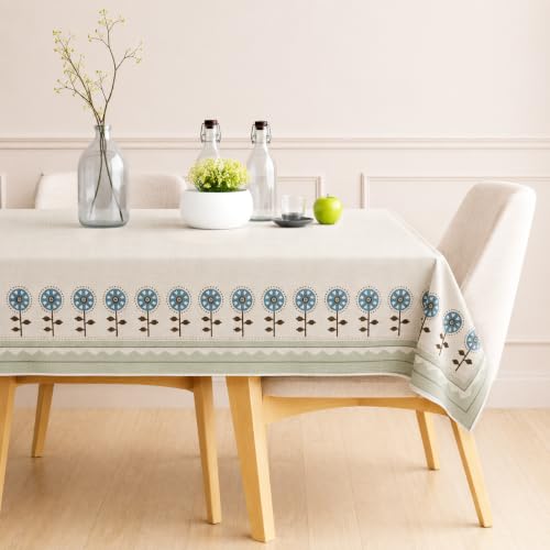 Image of STITCHNEST Cotton Slub Table Cover for 6 Seater Dining Table|54 x 78 Inches, Digitally Printed|Durable, Washable & Fade-Resistant Fabric