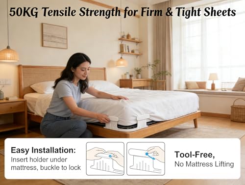 NYPRIC Sheet Holders Straps for Bed Fitted Sheets, Universal Fit Sheet Clips Fasteners, Keep Sheets Firm Tight Bed Sheet Corner Holders — view 3