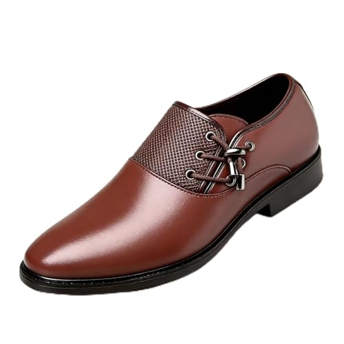 Genérico Zapatos De Vestir para Hombre con Cordones De Cuero PU Estilo Brogue Derby Tacón Bajo Zapatos Elegantes para Negocios Y Boda,Marrón,40 EU