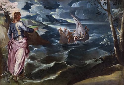 Toile Le Christ sur la mer de Galilée tableau salon décoration murale 60x90cm