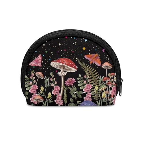 Mushroom Mini Wallet Plant Mini Travel Wallet Bag Small for Adults Kids