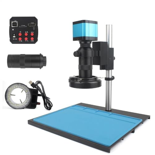 Microscope 2K HDMI USB Digital Video Monocular Industrial Electronic Microscope Camera 130X C-Mount Lens Kit for Phone PCB Soldering Repair(A B C D)