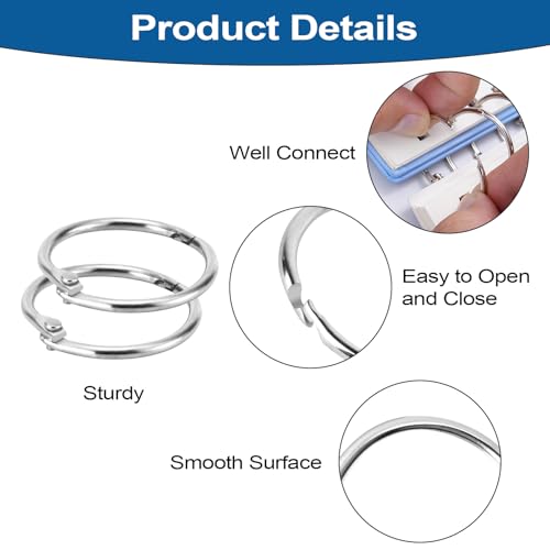 Decymis 50 Pack Binder Rings 1 Inch, Loose Leaf Binder Rings for Index Cards, Metal Steel Paper Rings, Small Binder Rings, Office Metal Book Rings, Sturdy Binder Rings, Keychain Key Rings Metal - Thumbnail 5