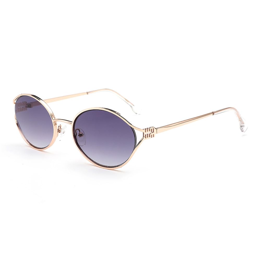 Occhiali da Sole ovali con Montatura in Metallo retrò per Donna Uomo Guida tonalità Maschili Lenti Piccoli Occhiali da Sole UV400