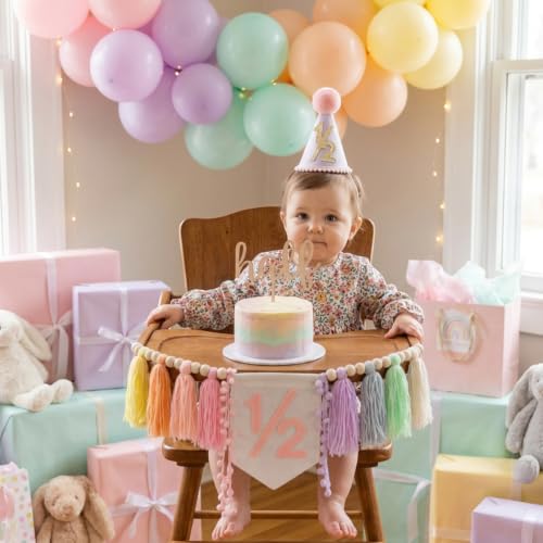 1/2 Birthday Girl Half Way to One Blue 6 Months Decorations Banner,Macaron by Asnomy - Used condition - US$20.97
