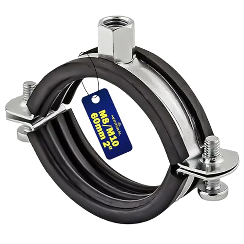 MONTERAL - Renforcée Collier De Serrage Métallique M8/M10 avec Joint en Caoutchouc et avec Diamètre Ø60 mm ou 2" - Garantie de 10 Ans - MONTERAL