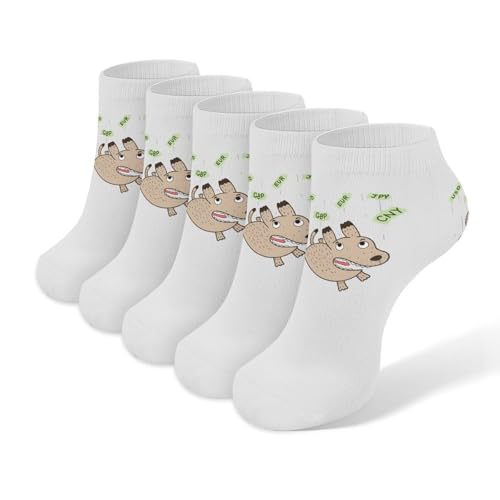 5 Pairs Unisex Adults Short Socks Printed Moisture Wicking All Season Comfort Athletic No Show Sock Animal-print