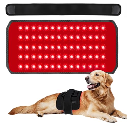 13.8*7 Red Light Therapy Belt for Dogs Body 70 LEDs Redlight Therapy Pad Wrap with Timer Heating Mat Products with Band for Back Belly Leg Knee Thigh Gifts for Pets Such as Dogs Cats