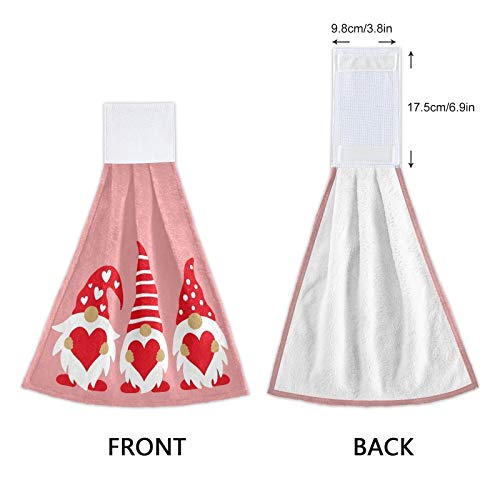 Mothers Day Gift Kitchen Hand Towels Gnomes Pink Valentines Hanging Towel Dishcloths With Loop 2Pcs, Soft Super Absorbent Fingertip Towel For Bathroom Washroom Guestroom Hotel 12X17 In #TOP2