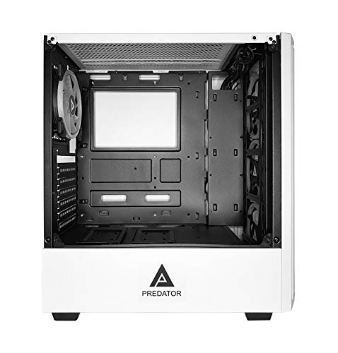 Apevia Predator-Wh Mid Tower Gaming Case With 1X Tempered Glass Panel, Top Usb3.0/Usb2.0/Audio Ports, 4X Rgb Fans, White Case #TOP4