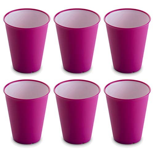 Omada Design Lot de 6 verres à boissons, pour boissons ou long drinks 30 cl, hauteur 10 cm, en plastique, incassable, empilable, ANTIBACTÉRIEN et va au lave-vaisselle, ligne Sanaliving,Fuchsia