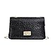 Gsheocm Bandoleras pequeñas negras de moda de un solo hombro para mujer, bolso de mensajero pequeño bloqueo cadena bolso bandolera para hombre aspecto de cuero, Negro , Talla única