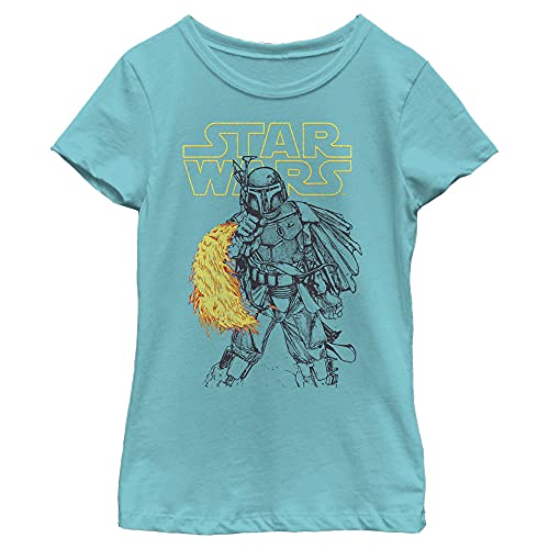 T-shirt Star Wars Heat Thrower fille bleu Tahiti M haut col rond coton été junior