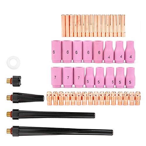 53 Pçs/set Peças da Tocha de Soldagem Tig Lente Gás Bico Pinça Copo Kit Material Qualidade Projeto C