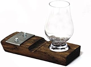 Whiskey glass coaster with cigar holder (DarkWalnut/Glencairn Glass)