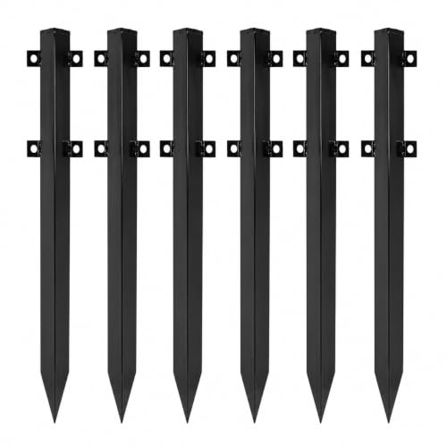 6er Set Bodenanker zum Einschlagen 50 cm Schwarz – Erdanker aus pulverbeschichtetem Eisen – Zur Verankerung von Spielhäusern, Zäunen, Gartenkonstruktionen und Bodenbefestigungen