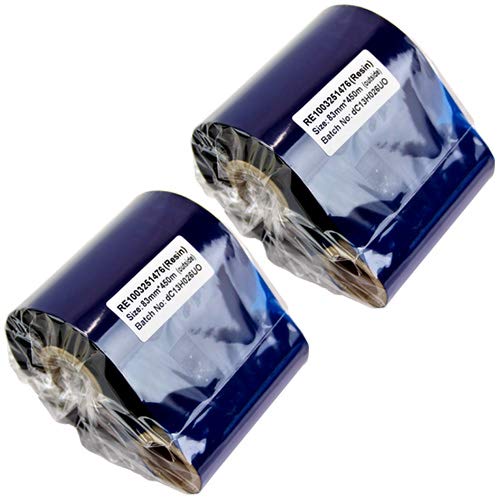 3.25 in X 1476 Ft (83mm X 450m) - Thermal Transfer Ribbons for Zebra Printers (1 in Core, Black, 2 Pack)