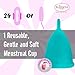 Blossom Menstrual Cup, Say No to Tampons | Get Blossom Cups for Menstrual Days| Period Cup, Reusable Menstrual Cup, Silicone Cup (Large Menstrual Cup, Blue)