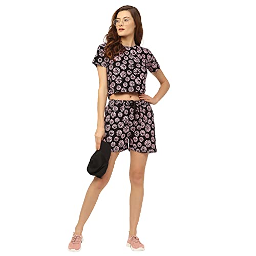 Image of RIGO Printed Waffle Knit Tie & Dye Top and Shorts Co-ord Set for Women | Half Sleeves & Sleeveless Co-ords Set for Women | Stylish Dresses for Women | Night Wear, Beach Wear, Vacation Wear Outfit