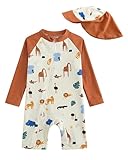 DivingBirds Traje de baño para bebé de una pieza con cremallera diagonal, traje de baño para niños y bebés, de manga larga, de secado rápido, para 3 meses - 3 años, Zoo, 18-24 meses