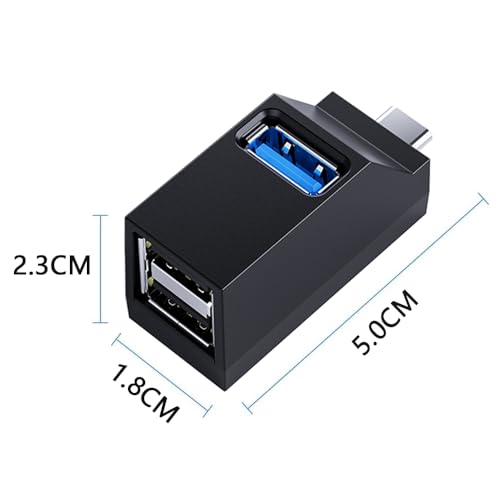Type-Cハブ 3ポート タイプc ハブ USB3.0＋USB2.0コンボ 超小型 ポート拡張 高速 軽量 携帯便利 1個入り コンパクト (ブラック)