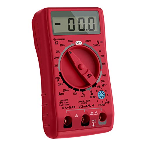 STEREN LCD Digital Multimeter with Data Retention Red