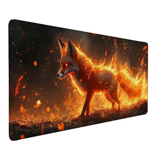 Tapis souris XXL Renard rouge 1500x800 fini la souris qui glisse hors du sous-main bureau