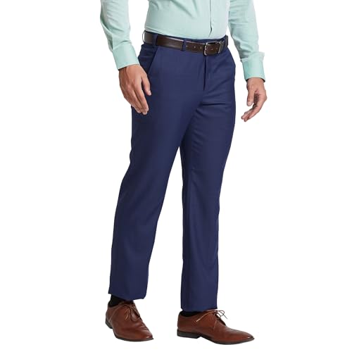Image of Park Avenue Smart Fit Polyester Blend Checks Pattern Flat Front Formal Trouser