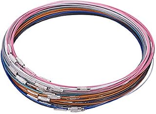 UNICRAFTALE 64pcs Stainless Steel Wire Necklace Cord Mixed Color Wire Necklace with Brass Screw Clasp Metal Material Wire Necklace Cord for Pendants Bracelet Necklace and Jewelry Making 44.45cmx1mm