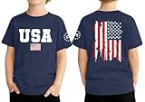 Kids 4th of July T-Shirt Boys Girls American Flag Graphic Shirts Patriotic USA Short Sleeve Tee Tops 5-14y(DarkBlue,130)