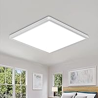 Plafon LED Techo 24W, Ø30cm 2700LM Lampara LED Techo Cuadrado, Impermeable IP45 Plafon LED Techo Cocina, Moderna Ultrafino Luz de Techo Blanco Frio 6500K para Dormitorio Balcón Cocina Baño Comedor