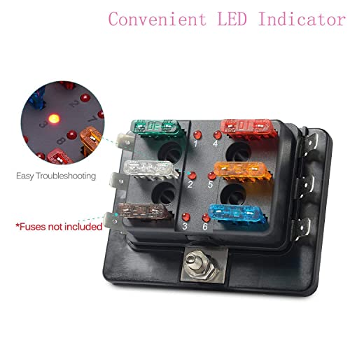 Jtron 6Way Blade Fuse Box Holder DC12~32V con kit