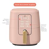 Beautiful 6-Quart Air Fryer with TurboCrisp Technology, Touch-Activated Display, 1750W Power, Large Capacity for Family Meals, by Drew Barrymore (Rose)