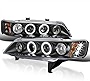 Spec-D Tuning LED + Halo Black Projector Headlights Compatible with 1994-1997 Honda Accord 2-Door Coupe, 1994-1997 Honda Accord 4-Door Sedan Left + Right Pair Headlamps Assembly