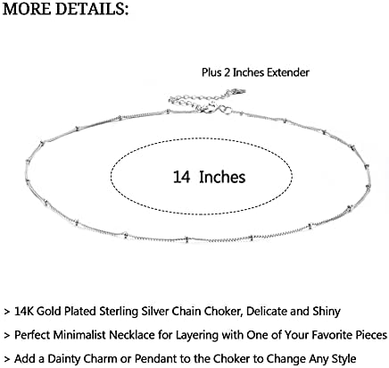 MILACOLATO Danity Choker Necklace Sterling Silver Pearl Bead Satellite Choker Necklaces 18K White Gold or Gold Plated Choker Necklace Minimalist Link Chain Necklace Trendy Jewelry for Women Girls 2 MILACOLATO Danity Choker Necklace Sterling Silver Pearl Bead Satellite Choker Necklaces 18K White Gold or Gold Plated Choker Necklace Minimalist Link Chain Necklace Trendy Jewelry for Women Girls
