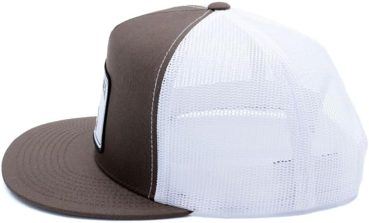Midnight Pipeline - Flat-Bill Trucker Snapback Hat - Brown and White