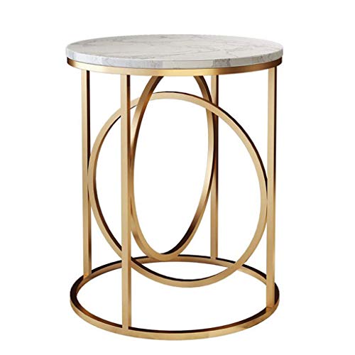 Table basse ronde dorée pour optimiser les petits espaces de nuit - 7