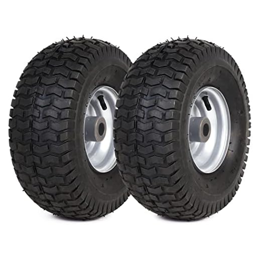 (2 Pack) 15 x 6.00-6 Tire and Wheel Set - for Lawn Tractors with 3/4" Sintered iron bushings