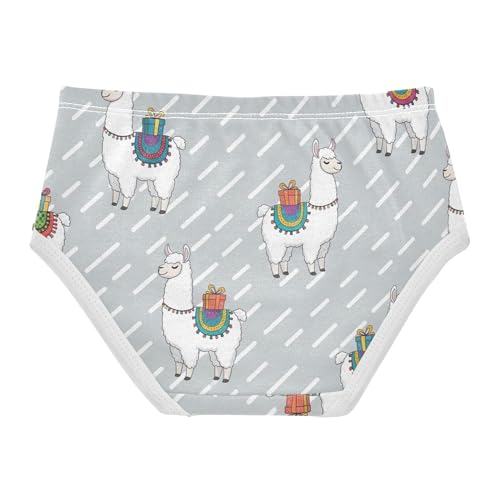 Cotton Toddlers Underwear Floral Cute White Llamas Colorful Gifts Little Girl Panties Fun Print Briefs Undies Kids 2t2