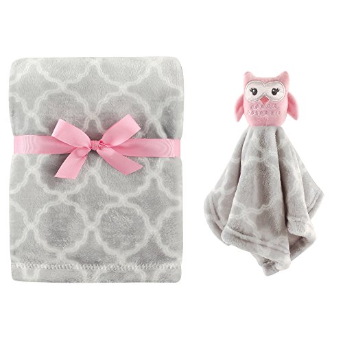 Image of Hudson Baby Unisex Baby Plush Blanket with Security Blanket, Gray Owl, One Size