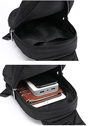 Bolso de hombro casual de tela Oxford impermeable con salida para auriculares en color sólido 7