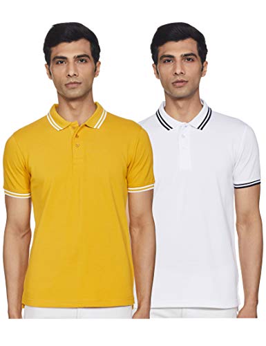 Image of Amazon Brand - Symbol Men's Cotton Rich Solid Polo Tshirt | Collar Tshirts | Half Sleeves | Plain-Regular Fit (Available in Plus Sizes and Combo Pack of 2)