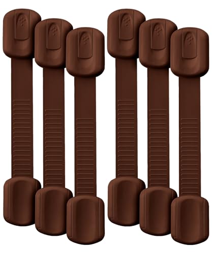 Image of Bates- Child Safety Strap Locks, 6 Pack, Brown, Baby Cabinet Locks