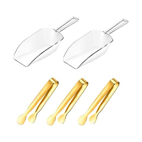 Golden Ice Tongs and Plastic Scoops Set Cover