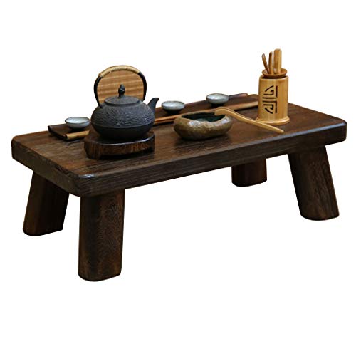 Mesa de Centro Mesa de Tatami Japonesa Madera Maciza Mesa de té pequeña China Mesa Baja Ventana de la bahía (Color : Brown, Size : 58 * 35 * 18cm)