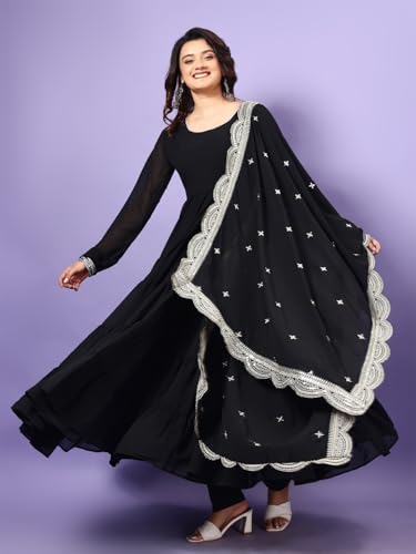 Image of Wedani Georgette Sequins Work Anarkali Kurta Set for Women